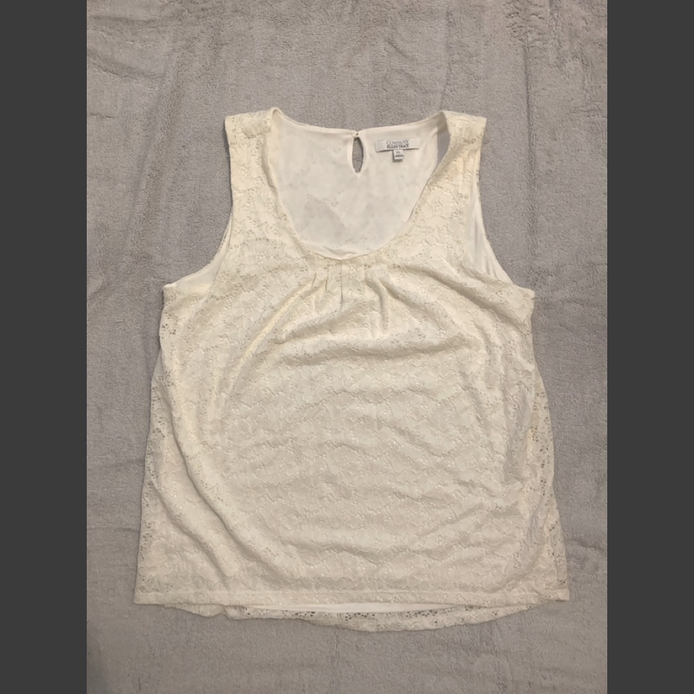 Company by Ellen Tracy- Ivory- crochet sleeveless blouse - XL